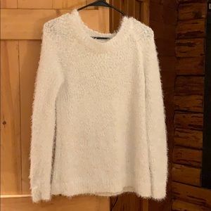 White fuzzy sweater